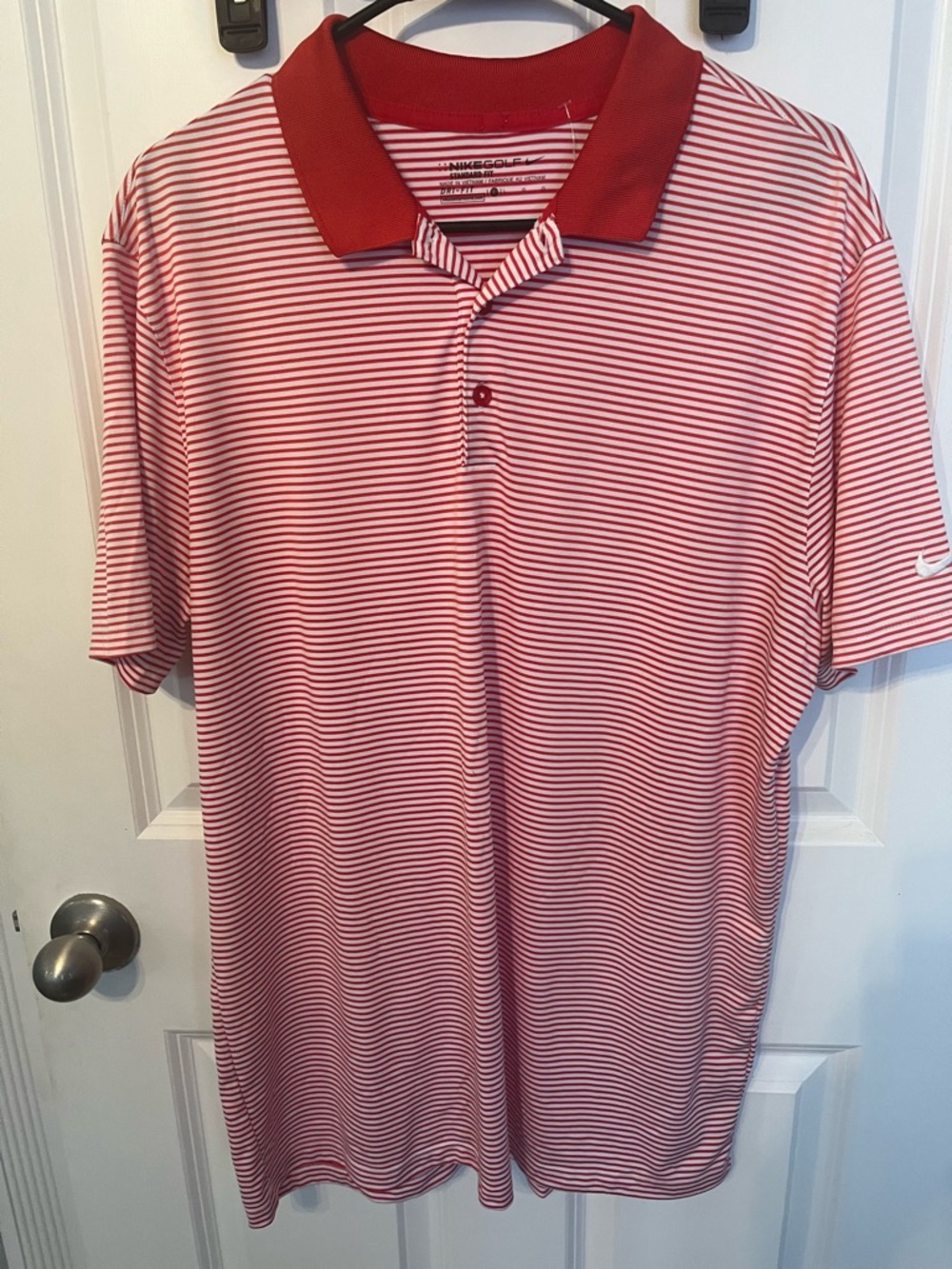 Nike Golf Red Striped Polo Shirt - Men's